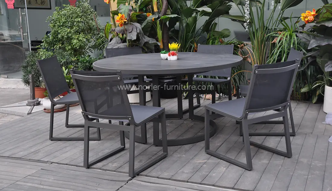 Outdoor Aluminum Frame Dining Table And Chair