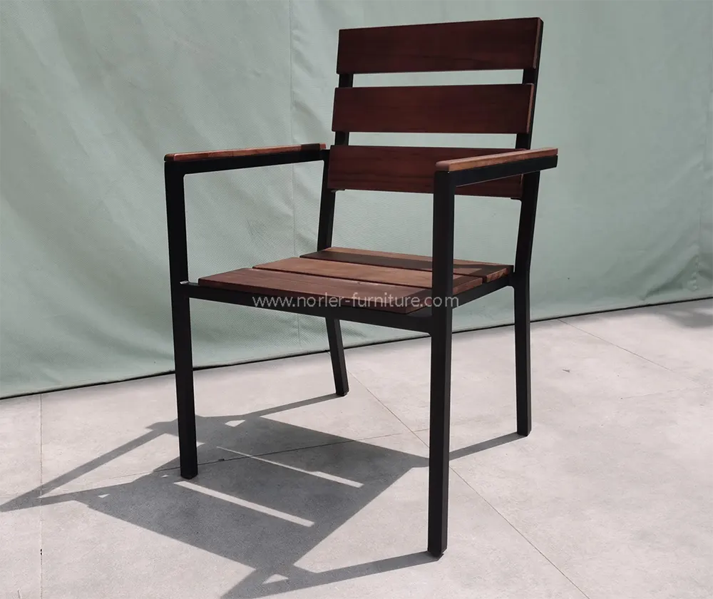 Outdoor Aluminum Frame Full Teak Wood Chair