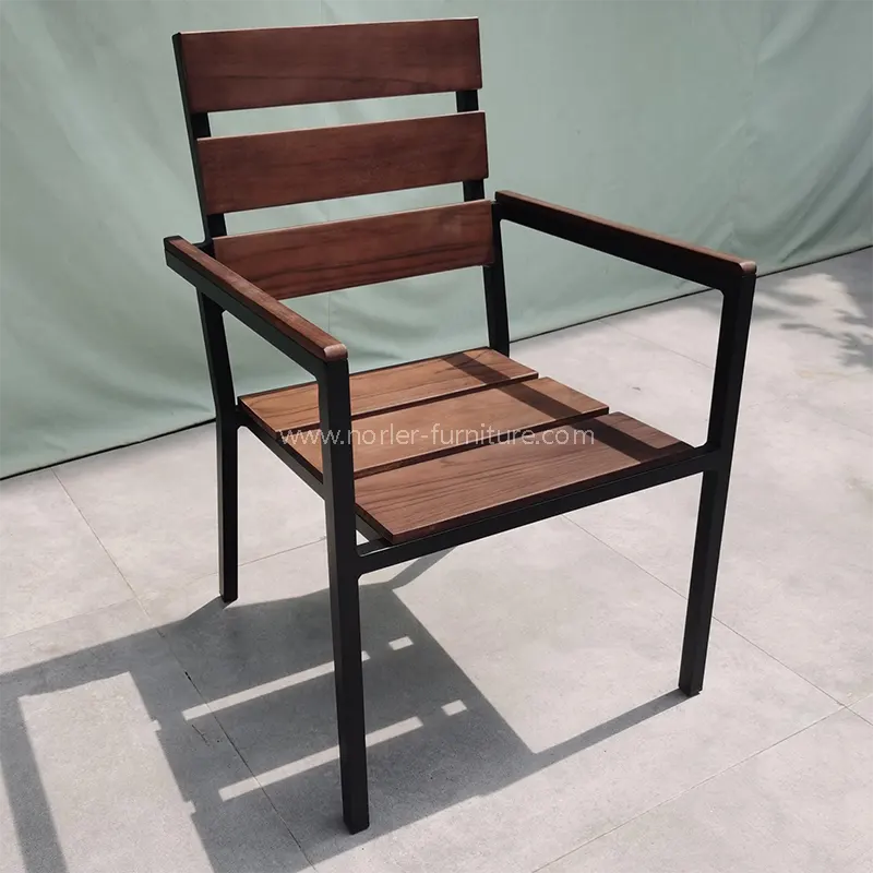 Outdoor Aluminum Frame Full Teak Wood Chair