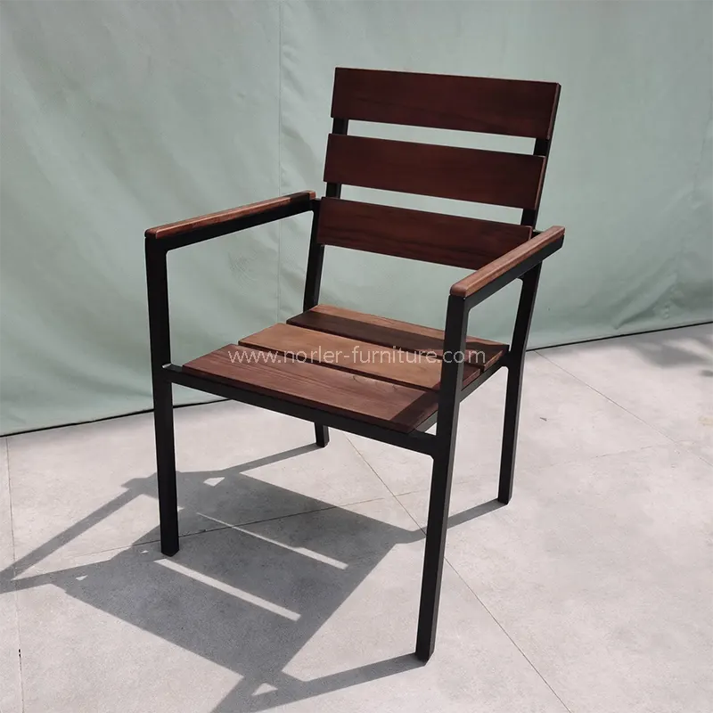 Outdoor Aluminum Frame Full Teak Wood Chair